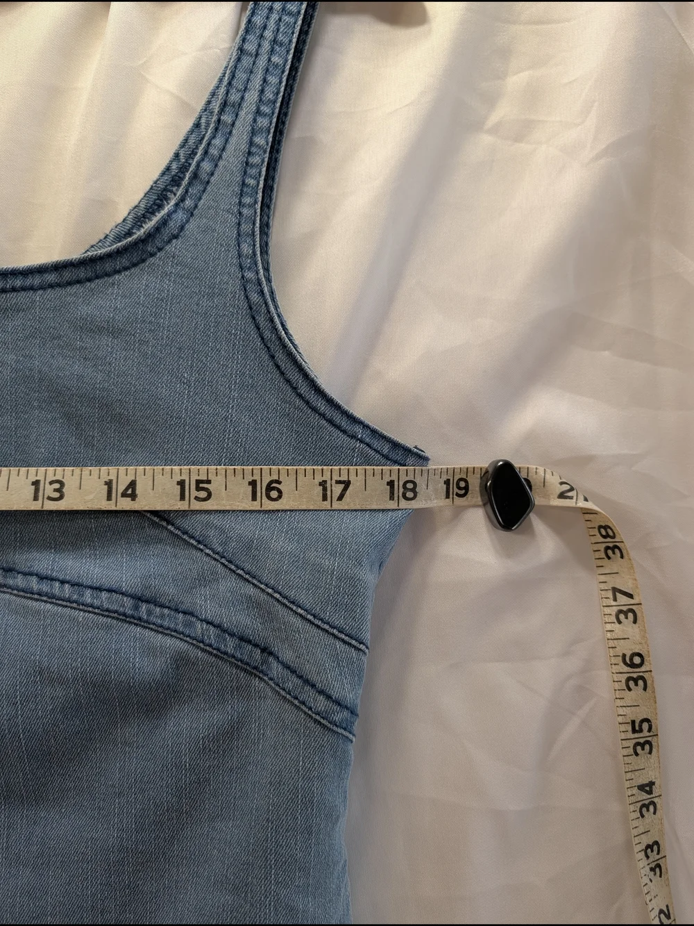 NWT Forever 21 Women’s Light Wash Denim Square Neck Tank Mini Dress Size L
